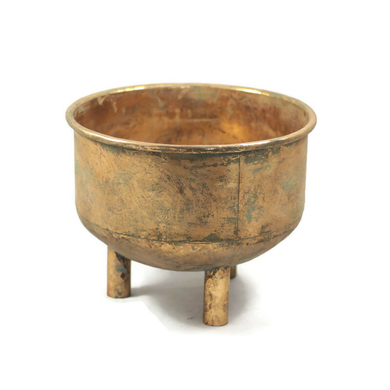 Donica metalowa w kolorze postarzanego złota 32 cm