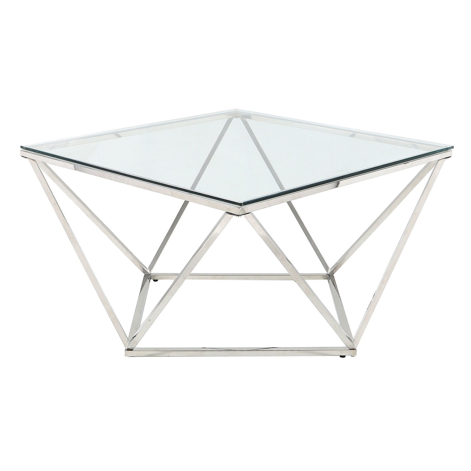 Stolik kawowy chromowany z szklanym blatem diament 80x80cm