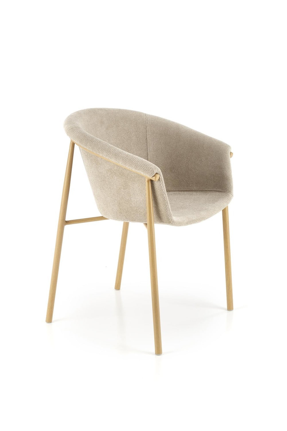 Krzesło tapicerowane w kolorze beżowym na metalowych nogach