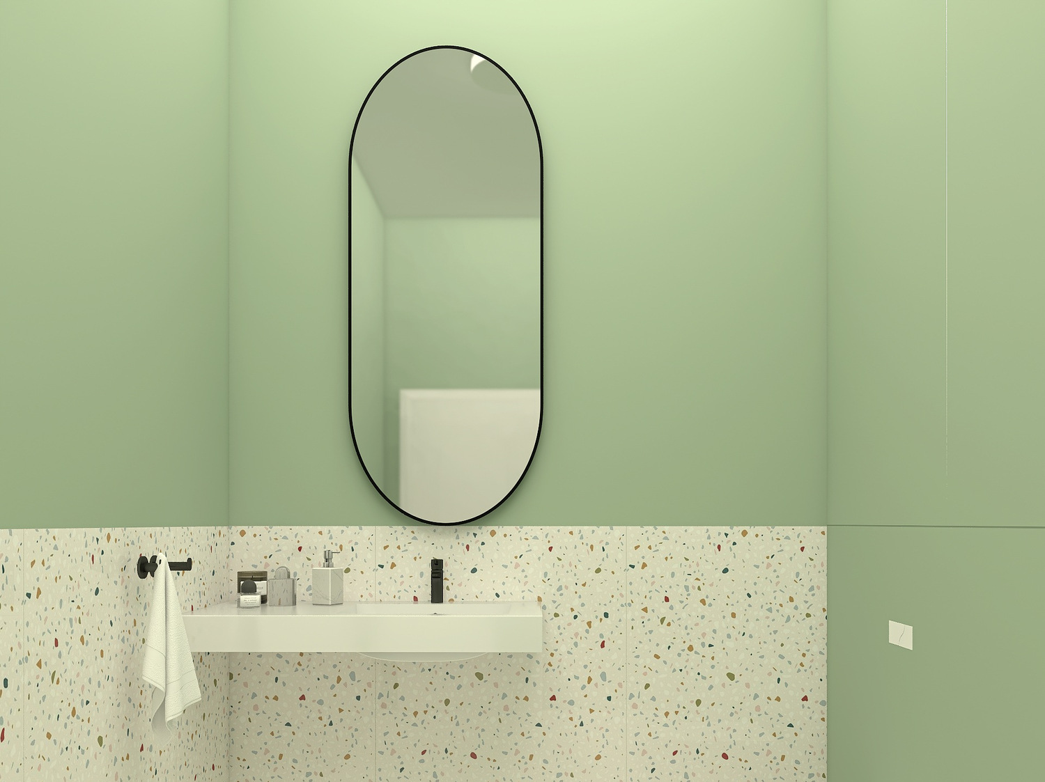 Lustro owalne w czarnej ramie aluminiowej 50x100cm