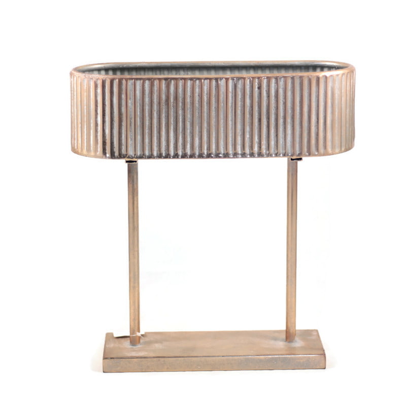 Kwietnik metalowy w kolorze złotym na metalowej podstawie