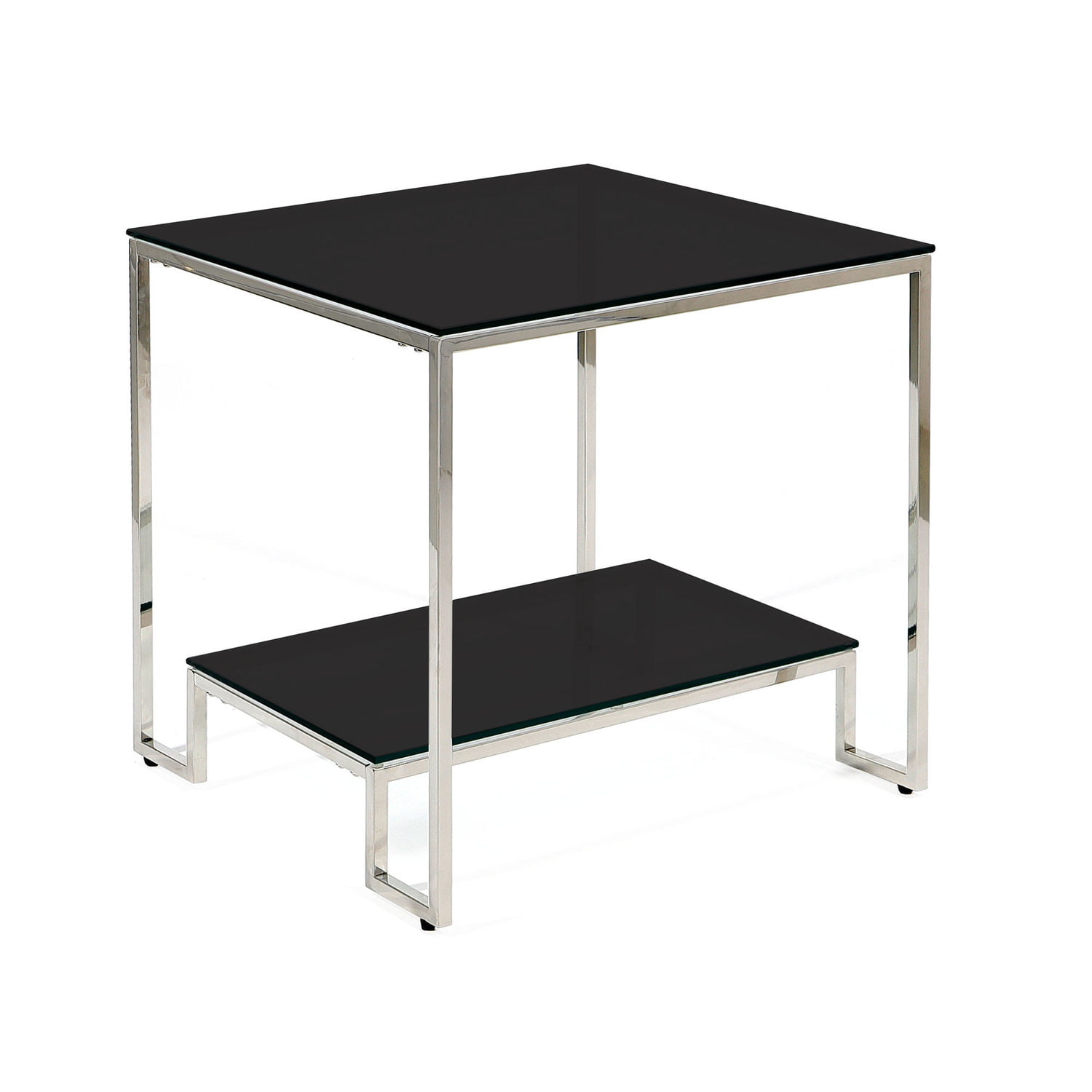 Stolik srebrny chromowany z czarnymi blatami Glamour