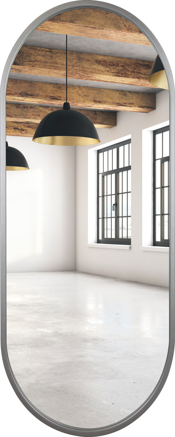 Lustro owalne srebrne rama MDF 40x140cm