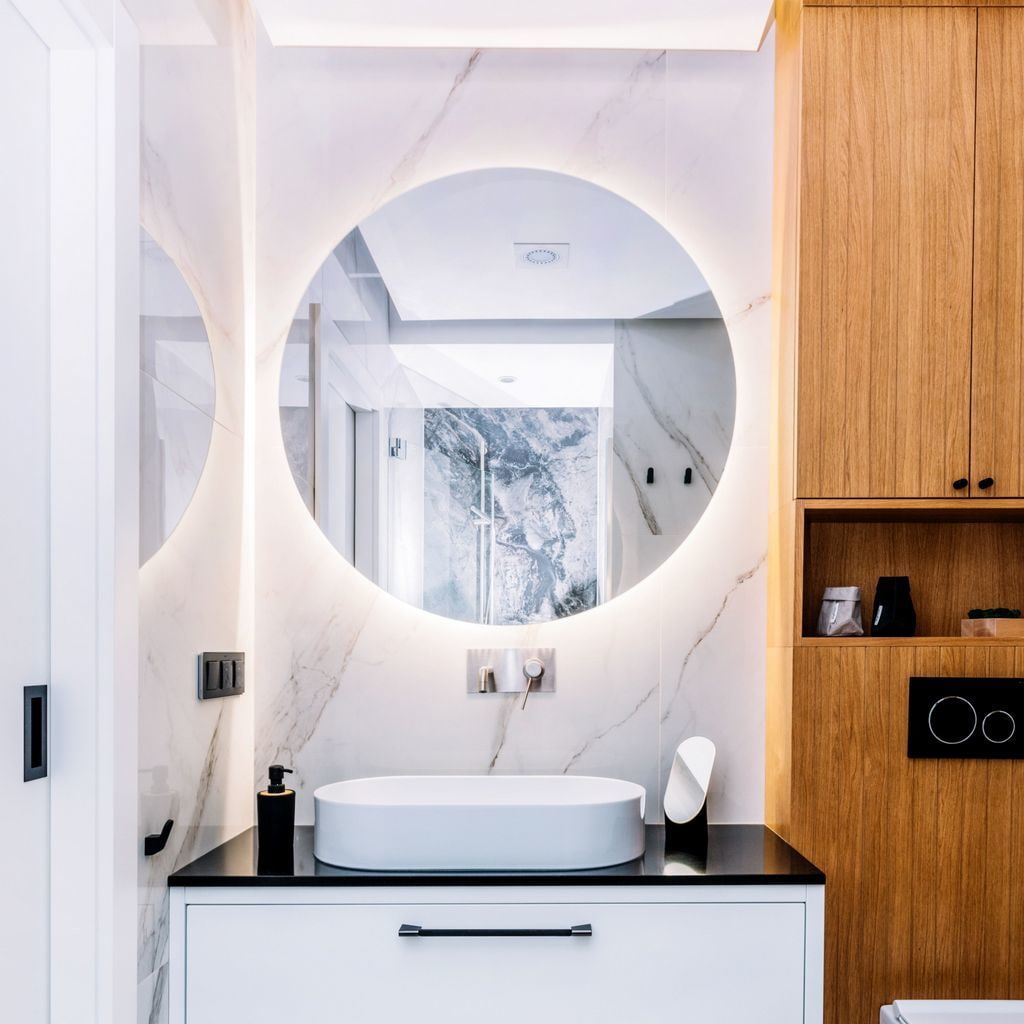 Lustro LED 60cm ścienne okrągłe bez ramy z podświetleniem