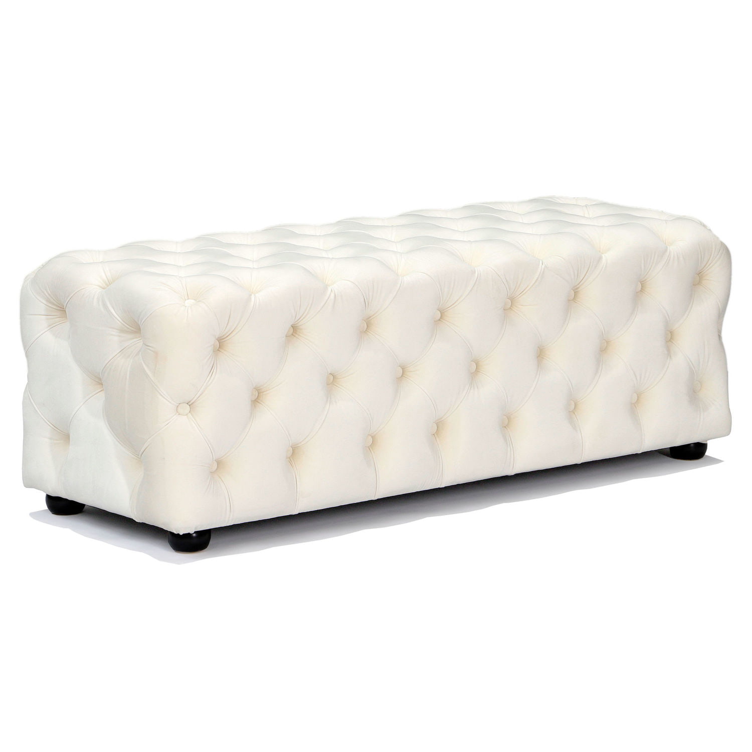 Pufa pikowana welurowa w kolorze beżowym 125x50x43cm