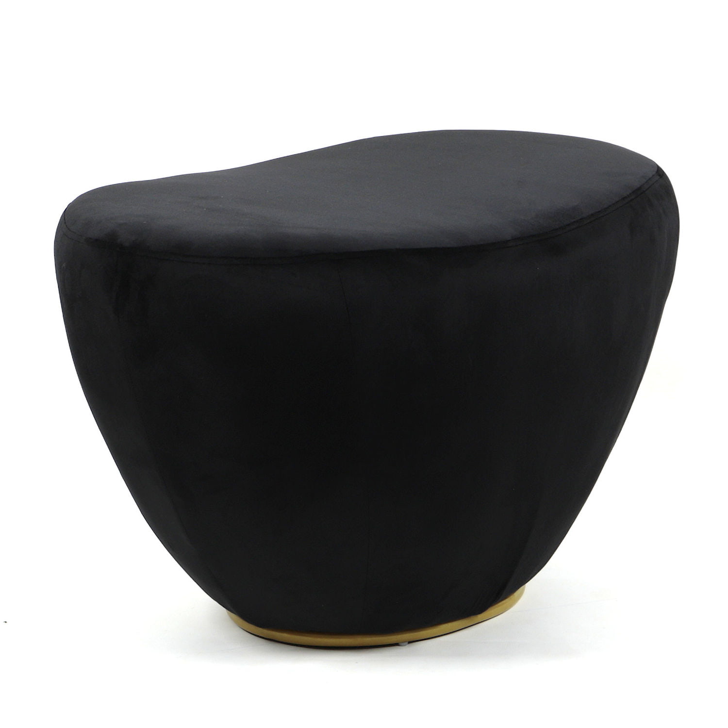 Puf Delia czarna na złotej podstawie welurowa