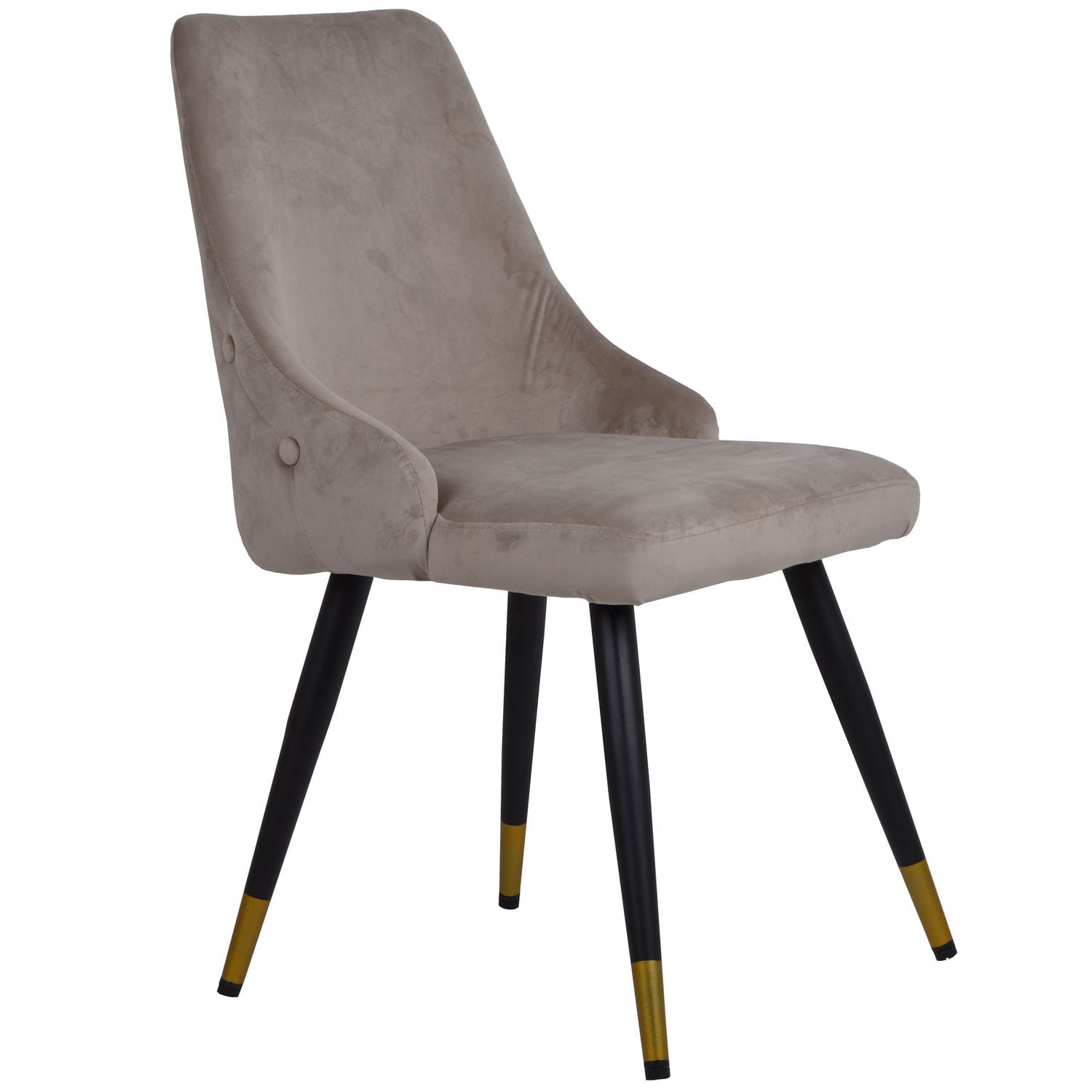 Krzesło welurowe pikowane w kolorze beżowym na czarnych nogach