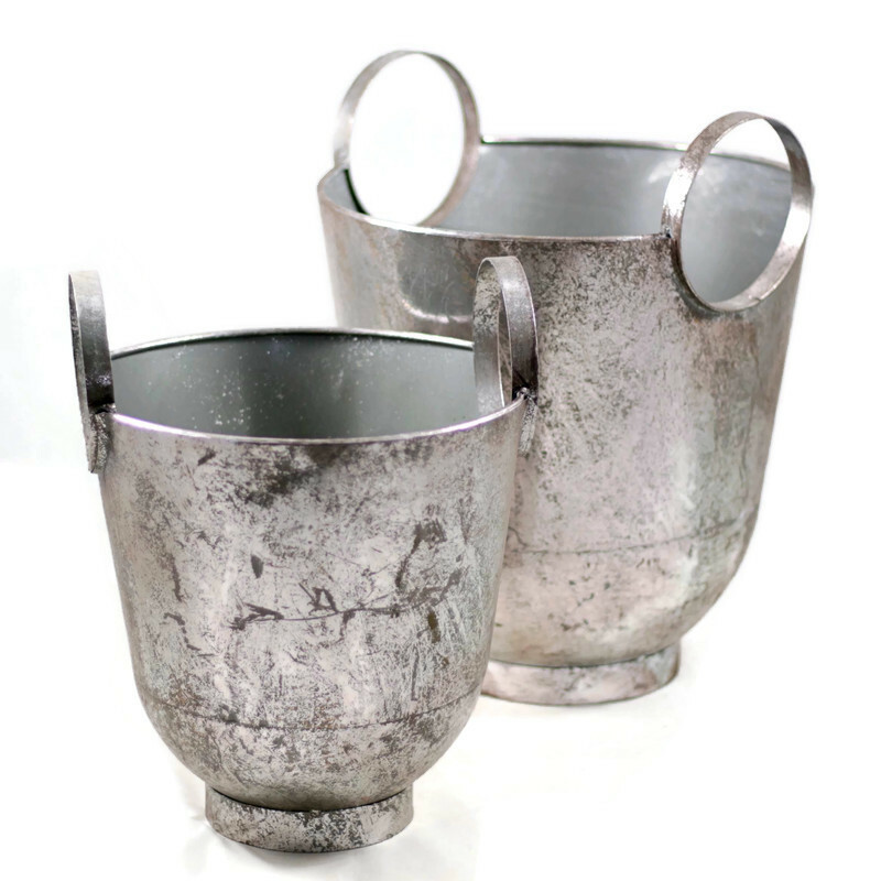 Zestaw donic metalowych w kolorze postarzanego srebra 40cm