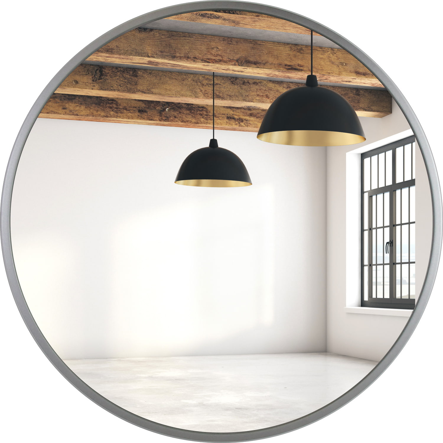 Srebrne lustro okrągłe 50cm rama MDF