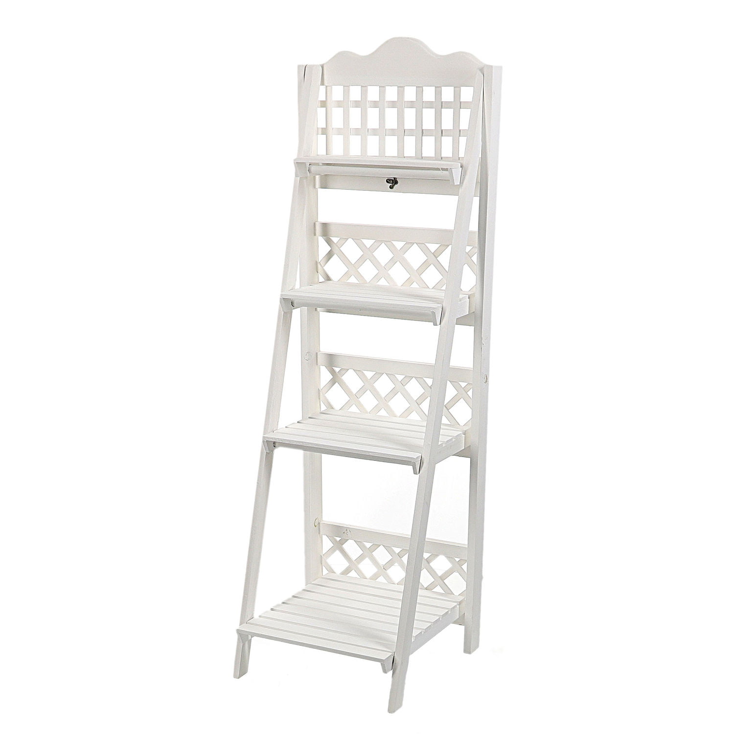 Regał drewniany drabinka kwietnik biały 130cm