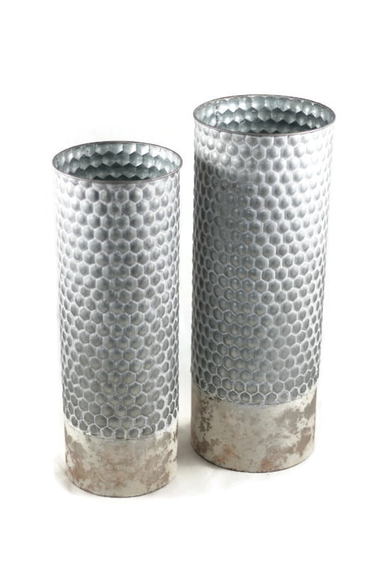 Zestaw wazonów metalowych w kolorze srebrnym 54cm