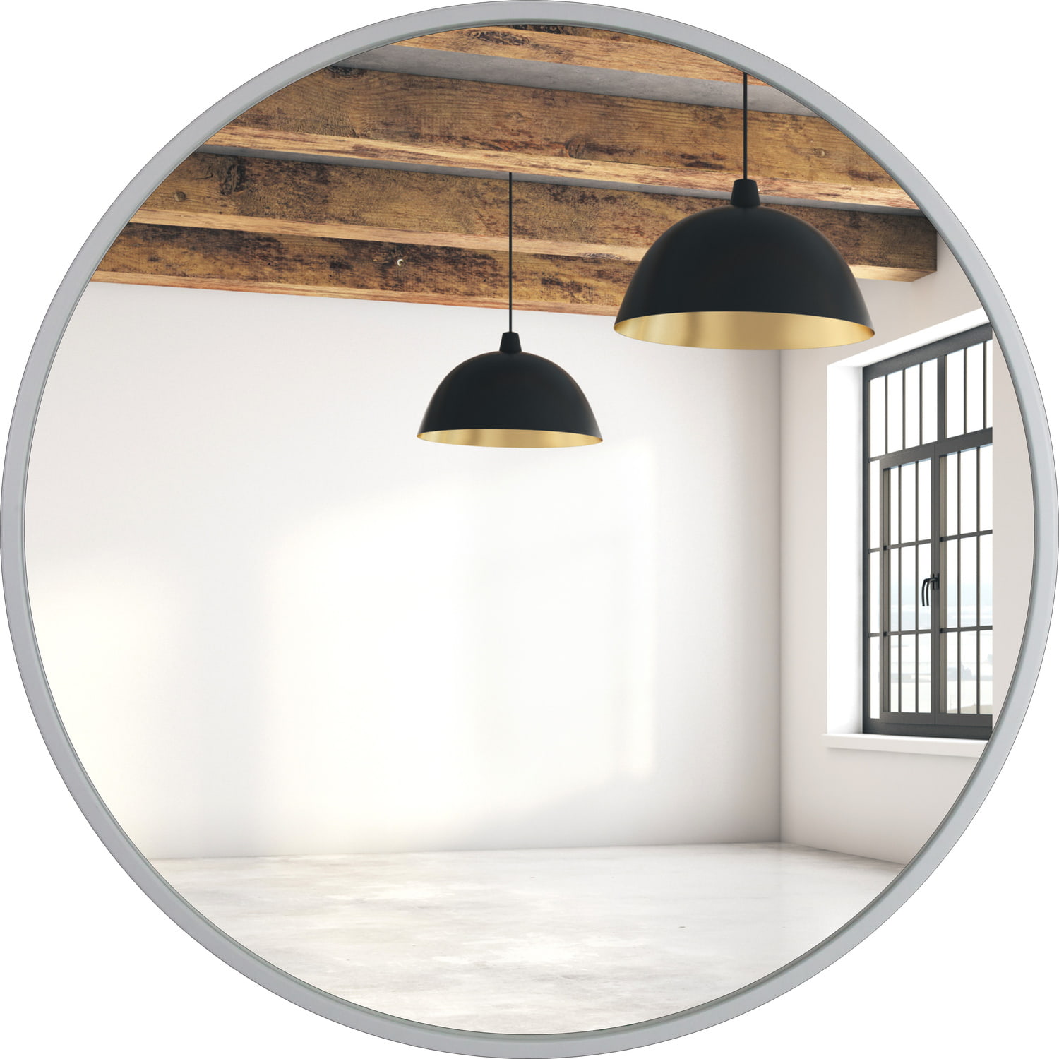 Lustro okrągłe 80cm biała rama MDF