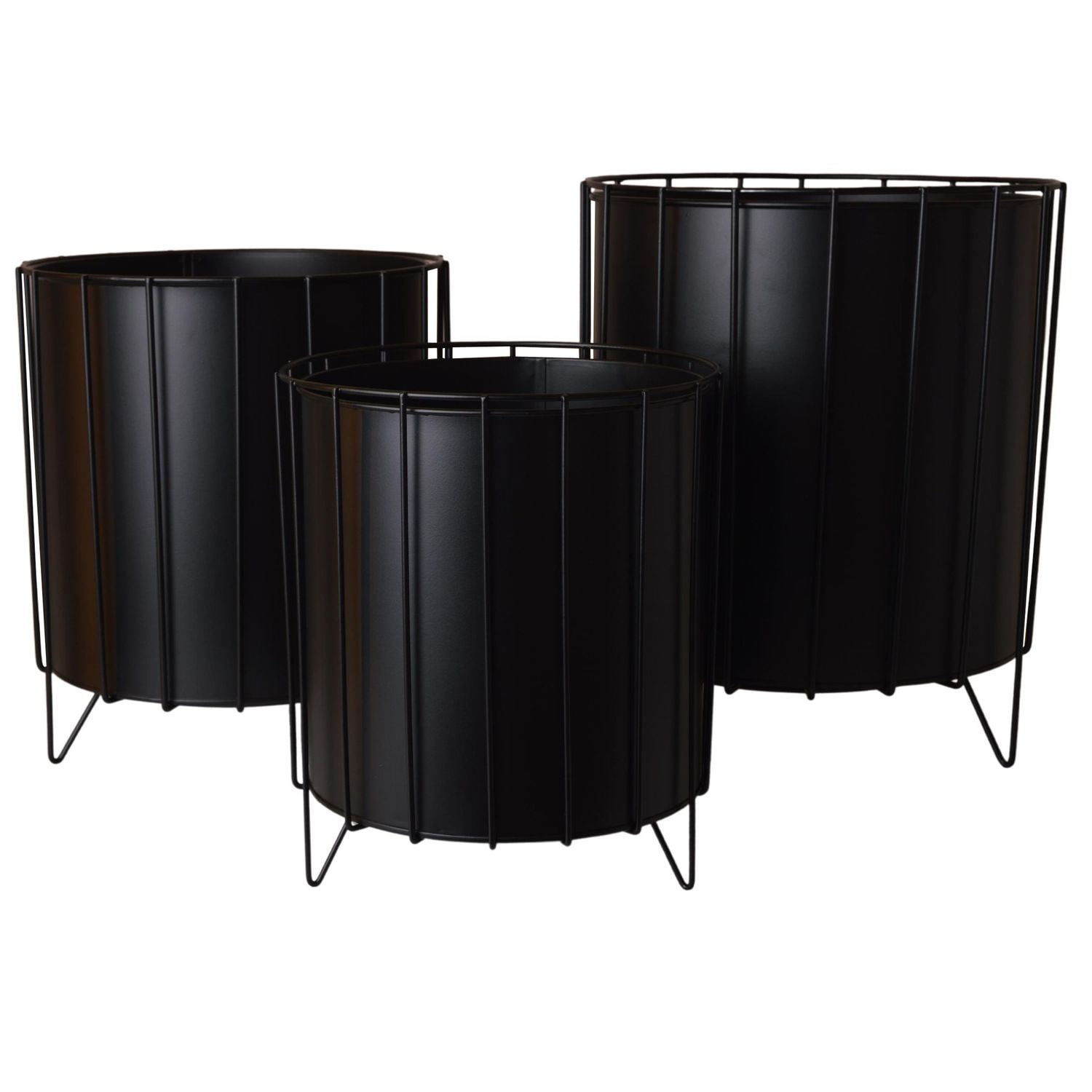 Komplet 3 kwietników metalowych w kolorze czarnym