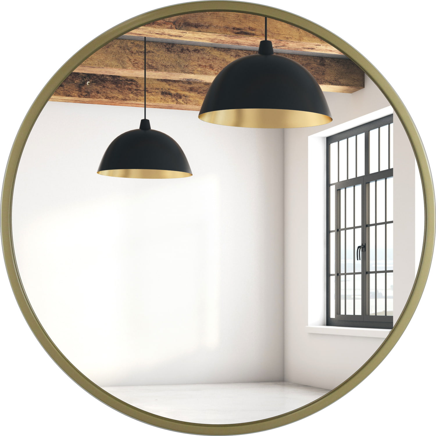 Złote lustro okrągłe 60cm rama MDF