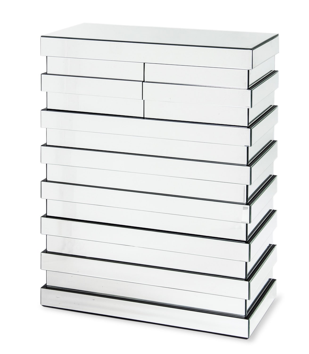 Komoda szklana Glamour w kolorze srebrnym z pięcioma szufladami