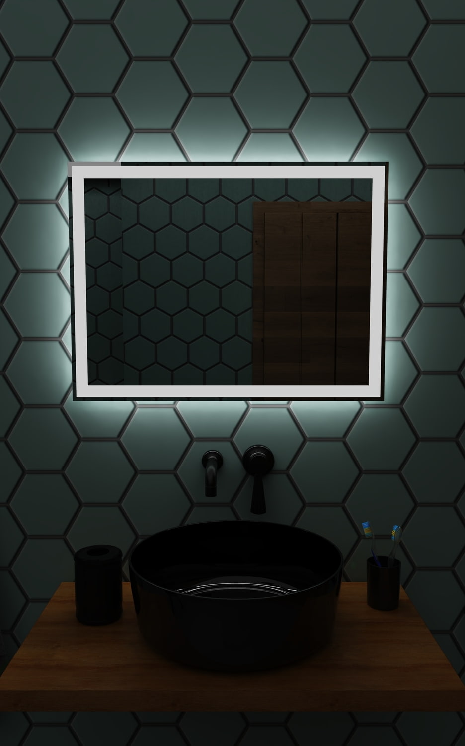 Lustro LED 60x80cm ścienne prostokątne bez ramy z podświetleniem tylnym z włącznikiem poziome