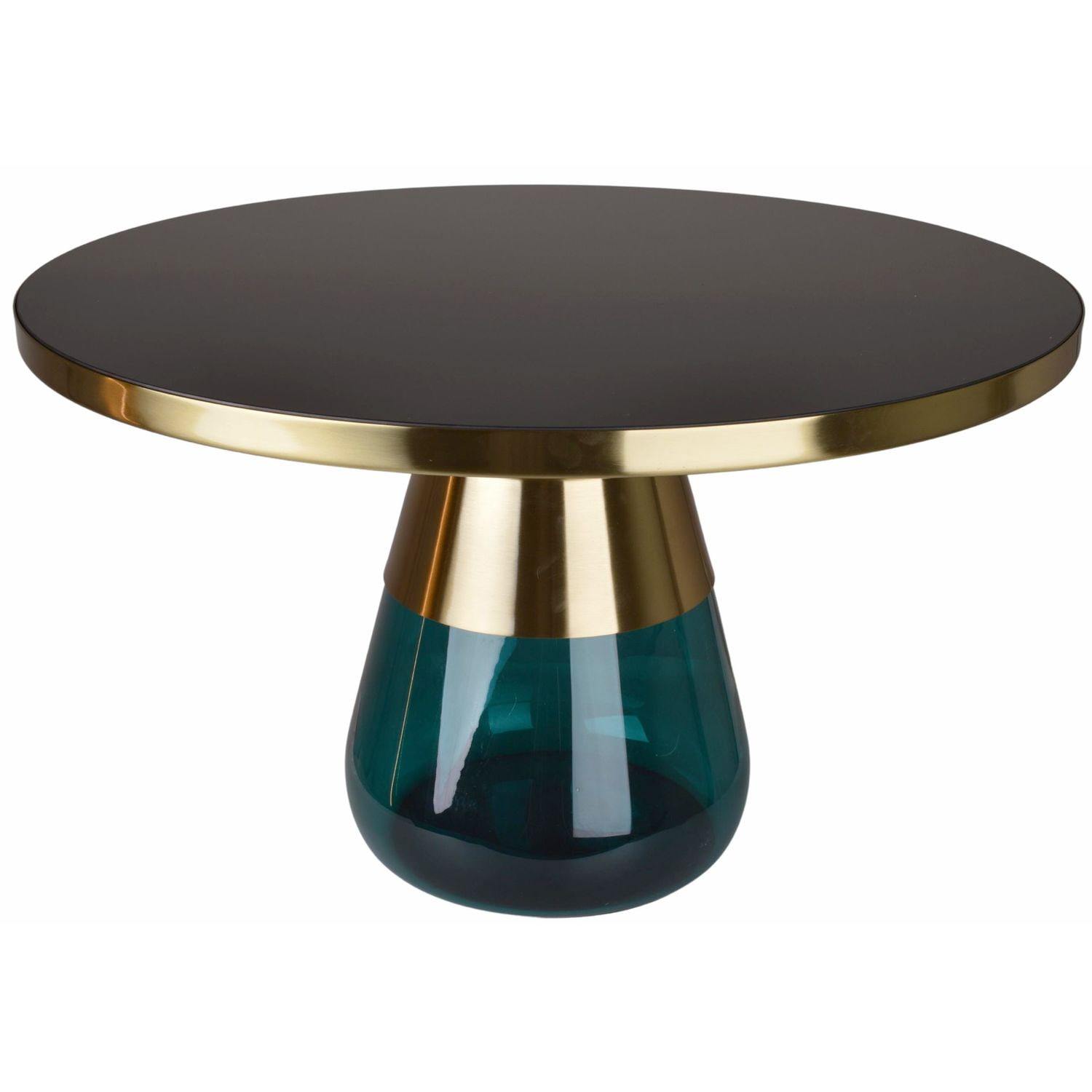 Złoty stolik kawowy chromowany z morskim szkłem 75x47cm