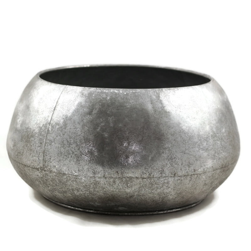 Donica metalowa w kolorze srebrnym vintage