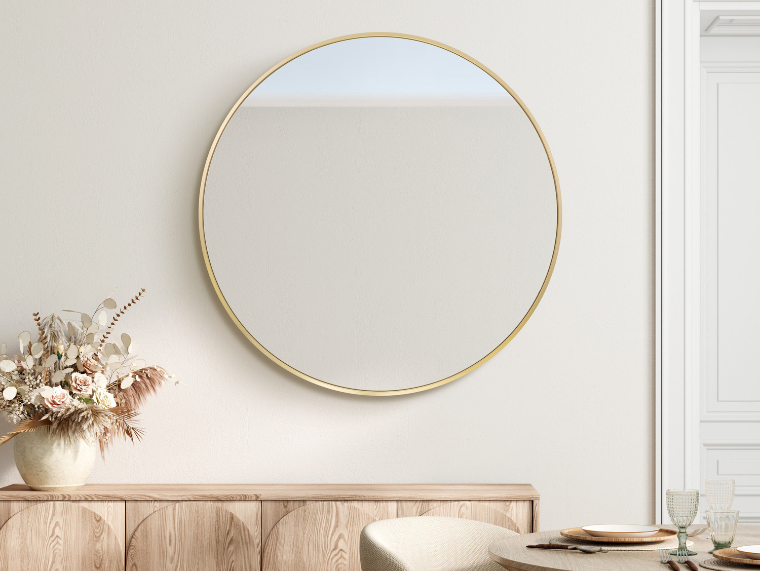 Lustro okrągłe w złotej ramie 100cm