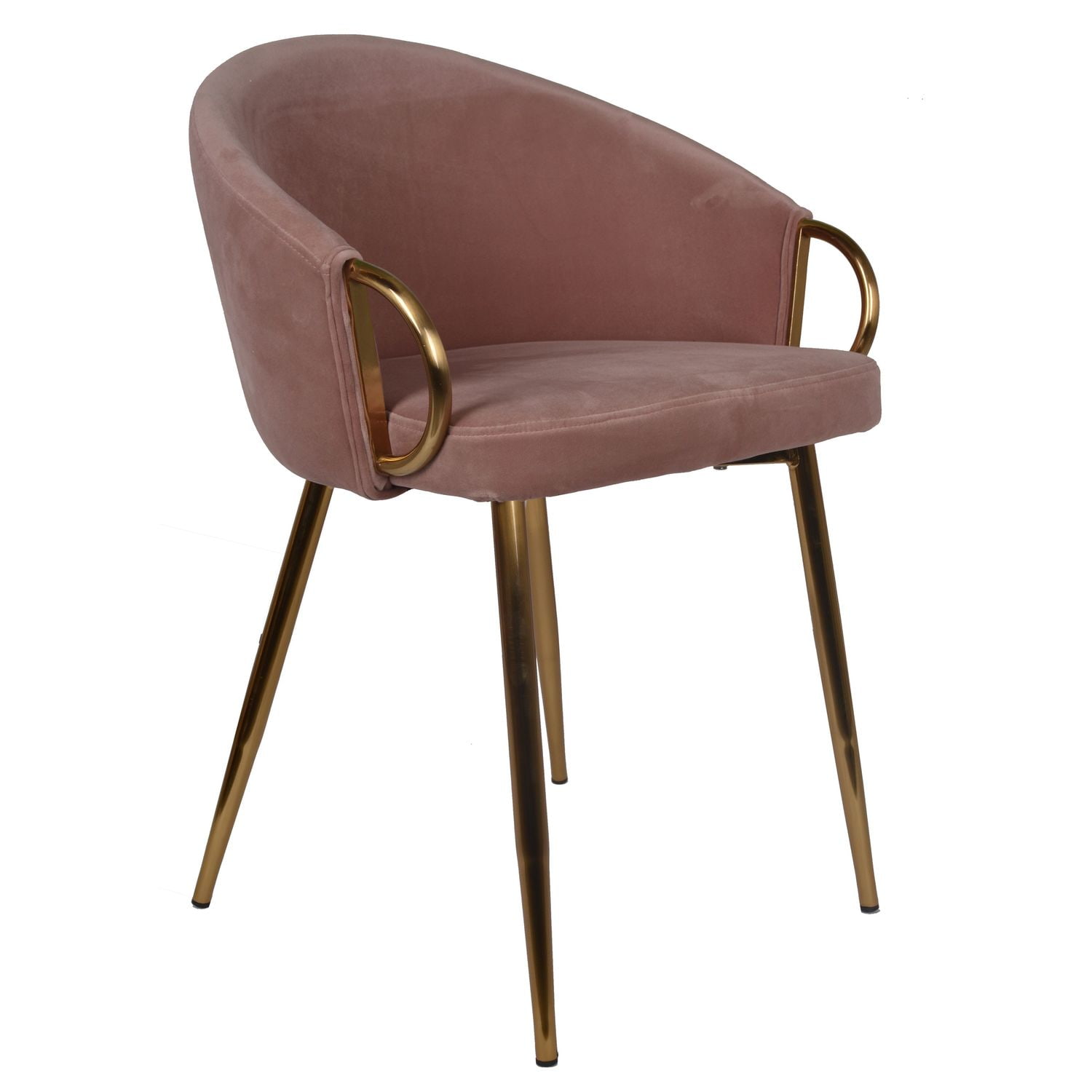 Krzesło welurowe w kolorze różowym na złotych nogach