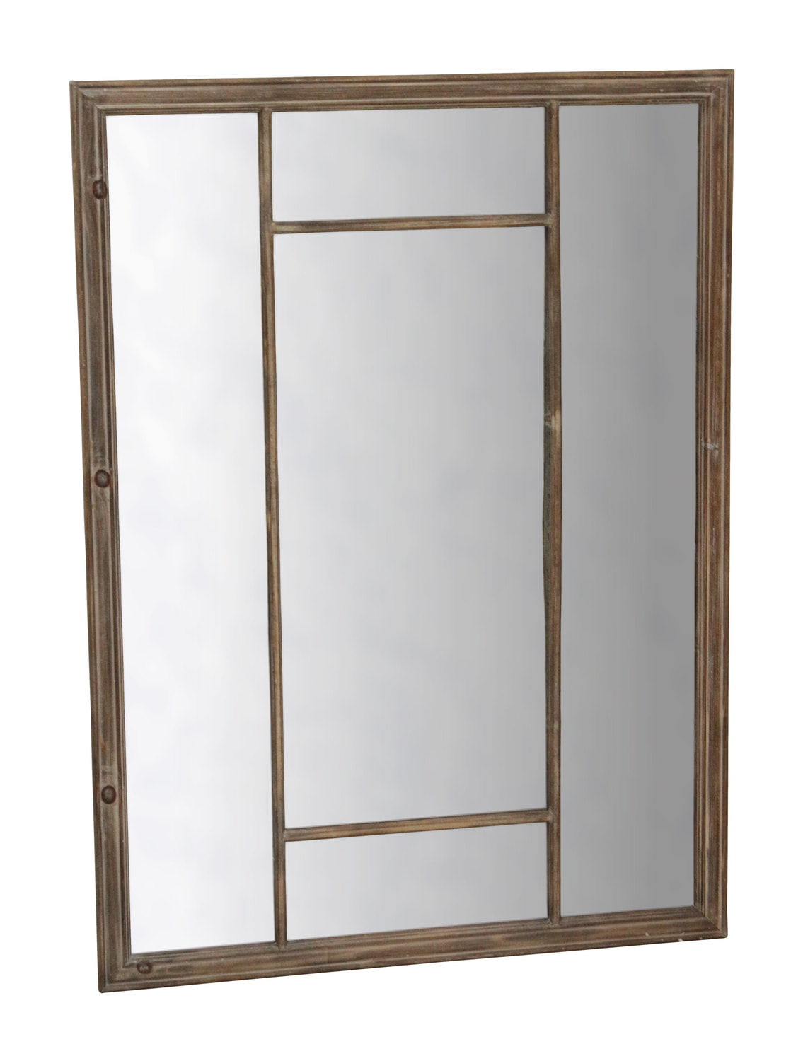 Lustro drewniane w kolorze brązowym przecierane vintage