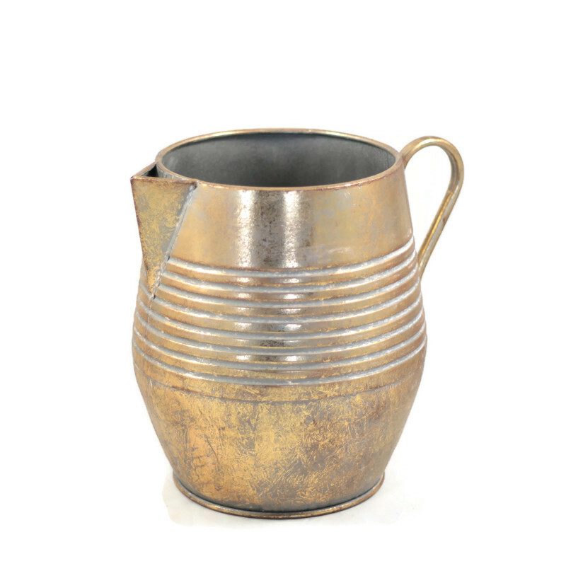 Wazon metalowy w kolorze postarzanego złota vintage 28cm