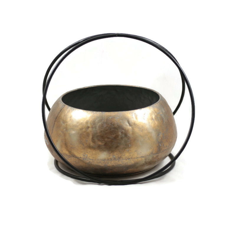 Donica metalowa w kolorze postarzanego złota 38 cm