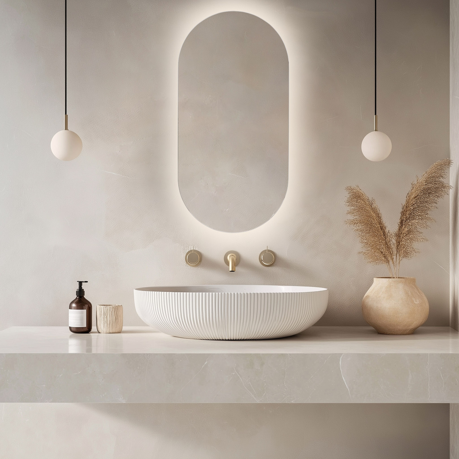 Lustro LED 50x120cm ścienne owalne bez ramy z podświetleniem