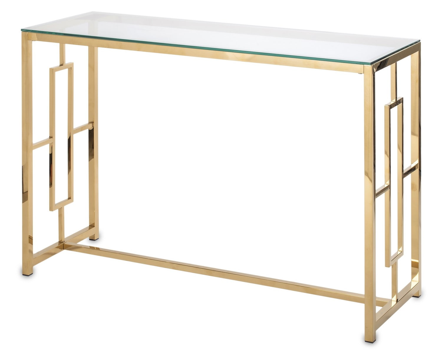 Złota konsola lustrzana glamour ze stali chromowanej