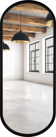 Lustro owalne w czarnej ramie aluminiowej 40x140cm