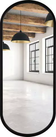 Lustro owalne w czarnej ramie aluminiowej 40x140cm