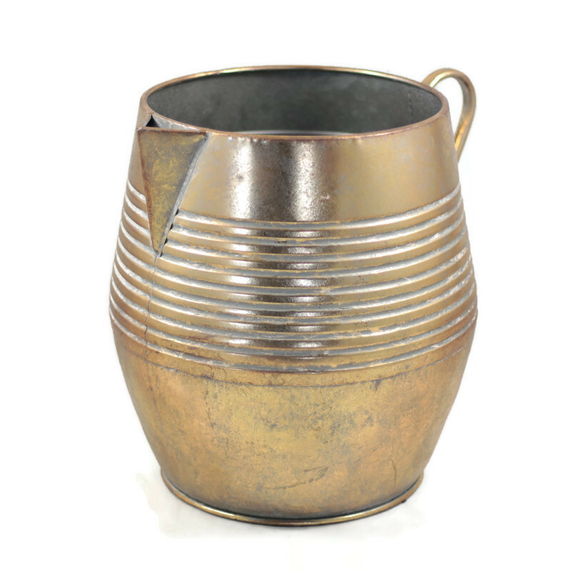 Wazon metalowy w kolorze postarzanego złota vintage 32 cm