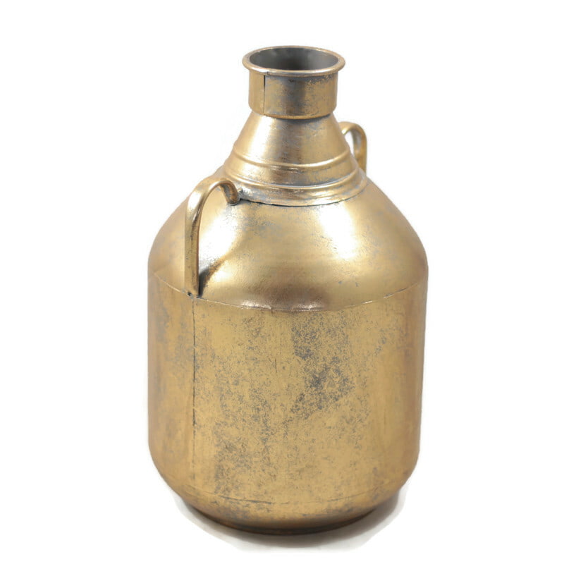 Wazon metalowy w kolorze postarzanego złota vintage 34cm