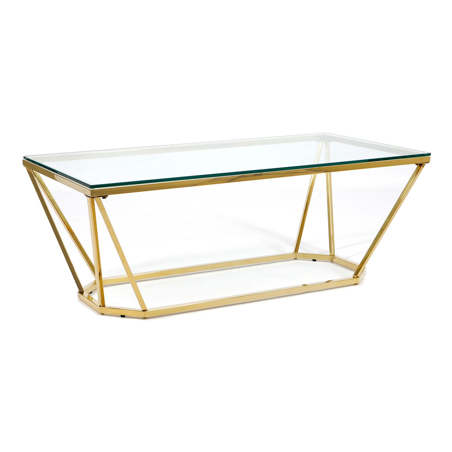 Ława prostokątna chromowana złota z szklanym blatem diament 120x60cm