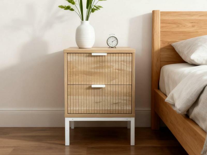 Szafka nocna z ryflowanymi frontami dąb