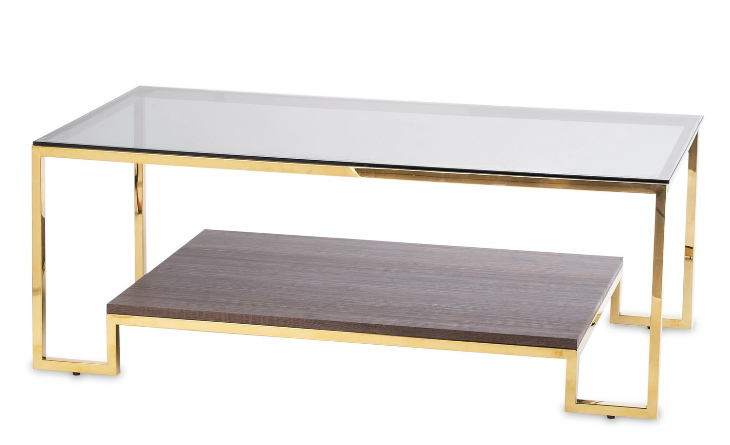 Stolik chromowany złoty ze szklanym blatem