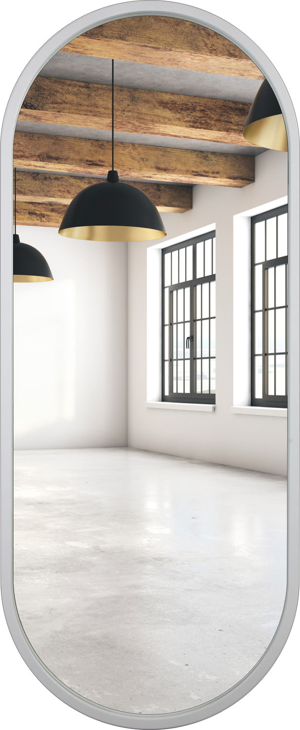 Lustro owalne białe rama MDF 110x45cm