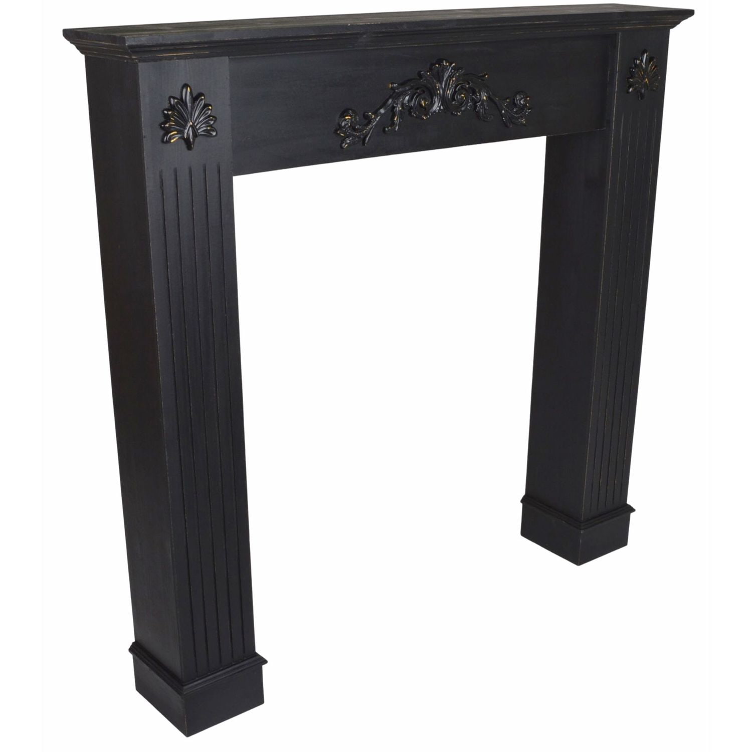 Obudowa kominka atrapa czarna z ornamentem