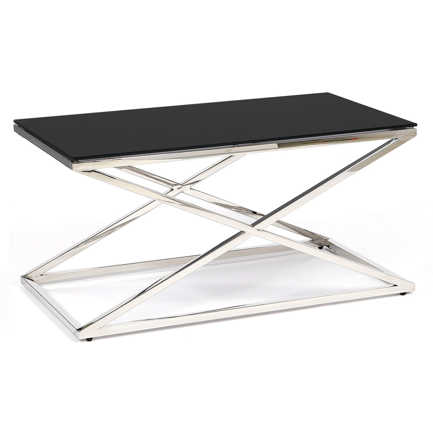 Ława prostokątna chromowana srebrna z czarnym blatem 90x50cm