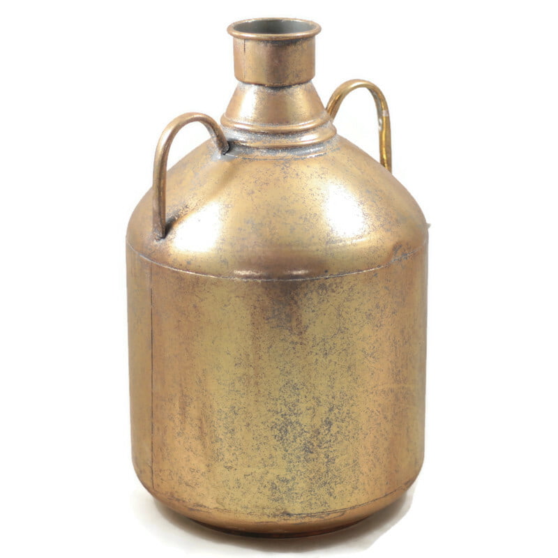 Wazon metalowy w kolorze postarzanego złota vintage 39cm