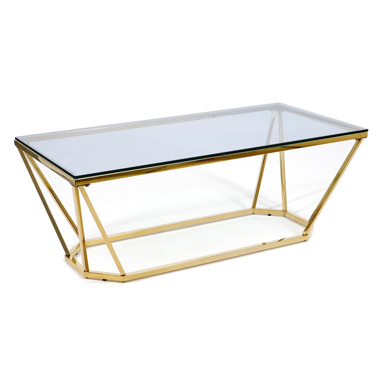 Ława prostokątna chromowana złota z niebieskim blatem diament 120x60cm