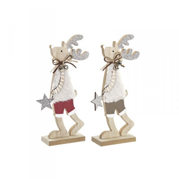 ozdoby świąteczne DKD Home Decor Poliester MDF Renifer (8 x 4 x 20,5 cm) (2 Sztuk)