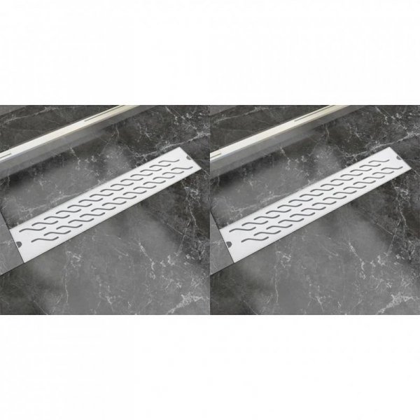 Odpływ liniowy, stal nierdzewna, 2 szt., fala, 630x140 mm