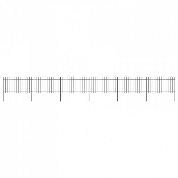 Ogrodzenie z prętów z grotami, stalowe, 10,2 x 1 m, czarne