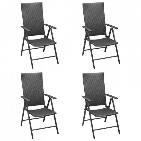 Krzesła ogrodowe, 4 szt., polirattan, czarne