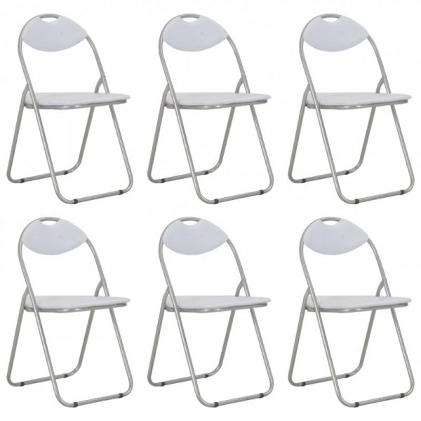 Składane krzesła jadalniane, 6 szt., białe, sztuczna skóra