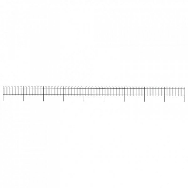 Ogrodzenie z zaokrąglonymi końcami, stalowe, 15,3x0,8 m, czarne