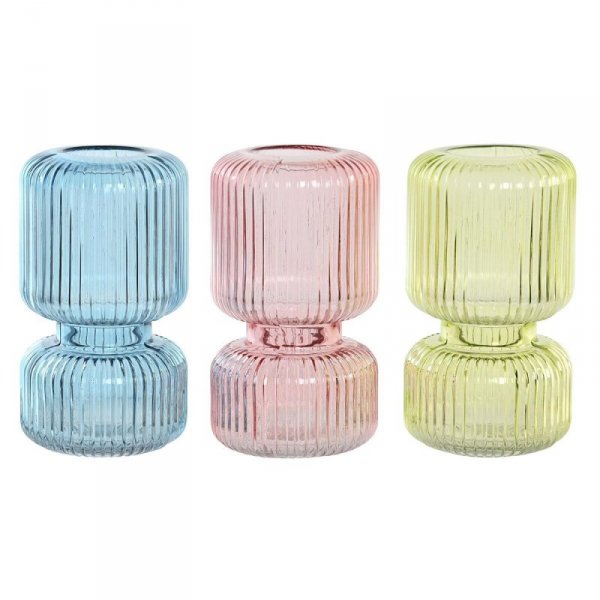 Wazon DKD Home Decor Szkło Miejska (12 x 12 x 21 cm) (3 Sztuk)