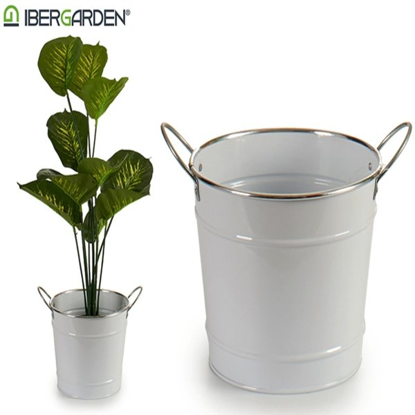 Sześcian Mały Biały Metal Srebro (21 x 17 x 29 cm)