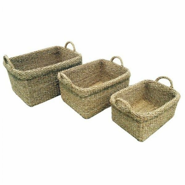 Pudełko ozdobne DKD Home Decor Trawa morska (50 x 38 x 25 cm) (3 Części)